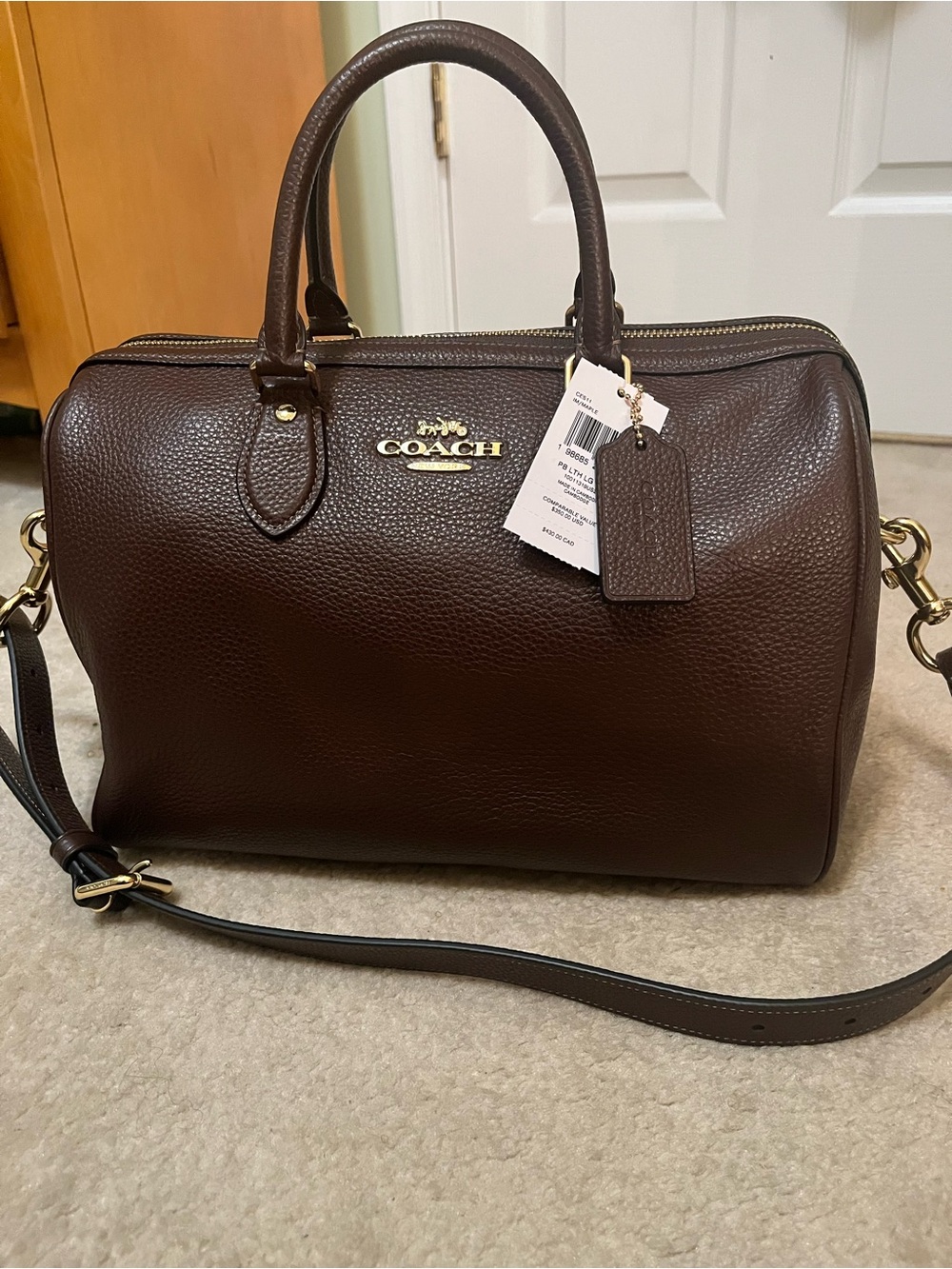 COACH Maple Rowan Pebbled Leather with Gold Hardware